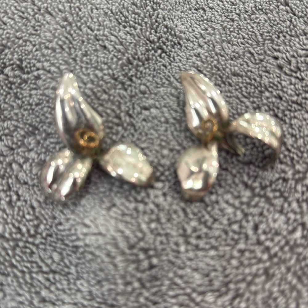 Elegant Silver Floral Stud Earrings